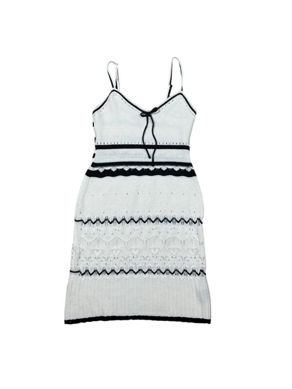 Madden NYC Women’s Pointelle Knit Stripe Mini Dress – Size Medium – Cotton Blend